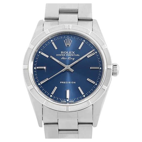 Rolex Air King 14010 blue bar UNumber USED mens 